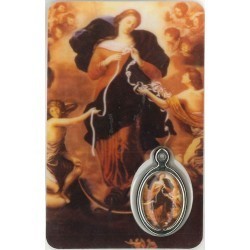 OLV van de knopen Kaartje met Medaille en Gebed