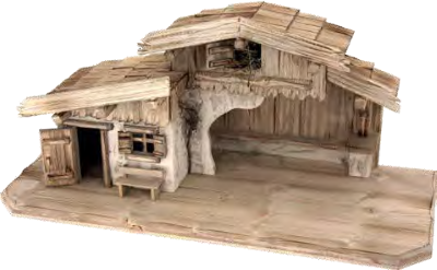 Kerststal  ABSAM 70 x 29  x 31 cm voor 9 tot 15 cm figuren