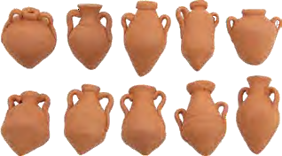 Kruikjes  in steen 2.7 cm PER 4 STUKS