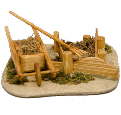 Kruiwagen en komposthoop 12x12x4 cm