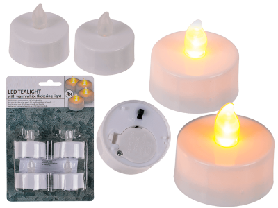 Theelicht op batterij - set van 4 -