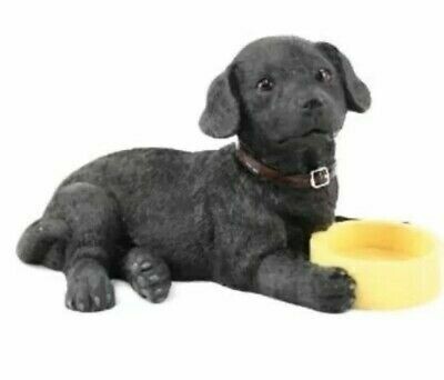 Labrador zwart  met eetbak 13 x 8 x 7 cm