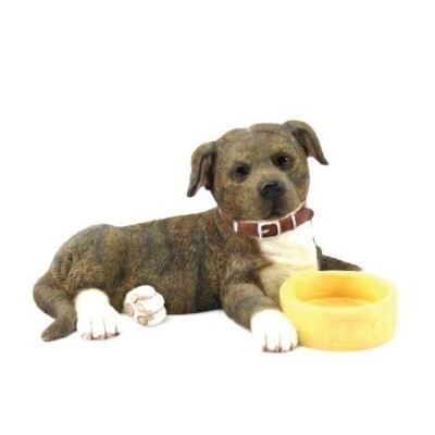 Staffordshire Brindle + eetbak 19 x 5 x 12 cm