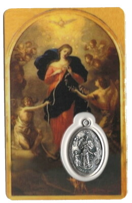 OLV van de Knopen Kaartje met Medaille en Gebed