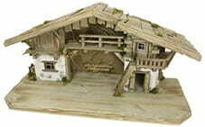 Kerststal FLACHAU 70 x 30 x 34 cm voor 9 - 11 cm figuren Kerststal FLACHAU 70 x 30 x 34 cm voor 9 - 11 cm figuren