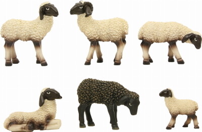 Schapen set van 6 stuks voor 10 - 12 cm figuren