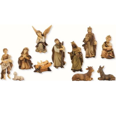 Kerstset &quot;Markus&quot; van 11 figuren  7 cm - gebeitst -