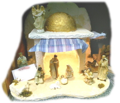 Kerststal &quot;Oriental&quot; MET LICHT voor figuren van 8-9 cm 30x30x30 cm (beelden niet inbegrepen )