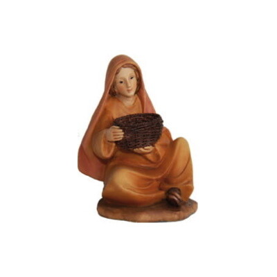 Herderin zittend 10 cm voor figuren van 15 cm