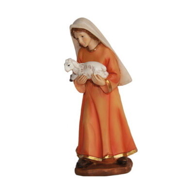 Herderin met schaap 14 cm voor figuren van 15 cm Herderin met schaap 14 cm voor figuren van 15 cm