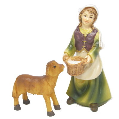 Herderin met geit 14 cm voor figuren van 15 cm