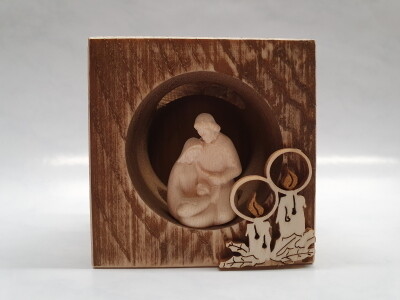 Kerstset in Blok Hout 8 cm