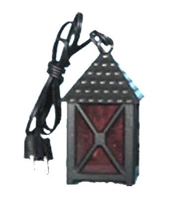 Lantaarn  3 cm PLASTIC zwart met rood glas