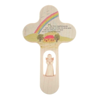 Kruis hout &quot;Mijn lieve engelbewaarder&quot; 21 cm