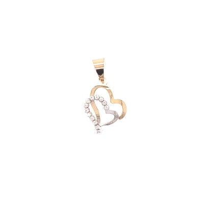 Hartjes dubbel bicolor + zircoontjes 13 mm