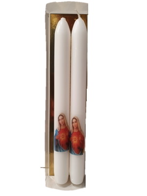 Set van 2 kaarsen 22 cm in doosje HEILIGE HART MARIA
