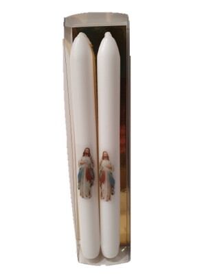 Set van 2 kaarsen 22 cm in doosje BARMHARTIGE CHRISTUS