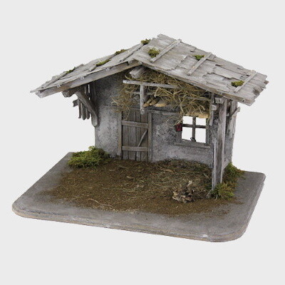 Kerststal OSSER 50 x 38 x 35 cm voor figuren 10-14 cm hoog