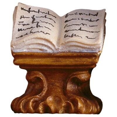 Boek op console in houtsnijwerk voor 15 cm figuren gekleurd