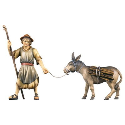 Herder en ezel 15 cm gekleurd