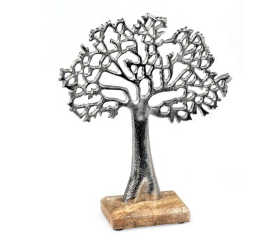 Levensboom in aluminium en mangohout 27 cm