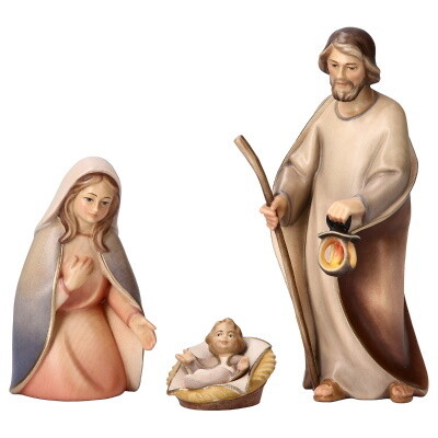 Heilige Familie 12 cm houtsnijwerk  &quot;wasserfarbe&quot; gekleurd