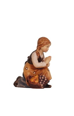 Meisje geknield houtsnijwerk 12 cm