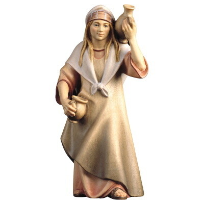 Herderin 12 cm houtsnijwerk  "wasserfarbe" gekleurd