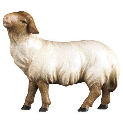 Schaap 12 cm houtsnijwerk  &quot;wasserfarbe&quot; gekleurd