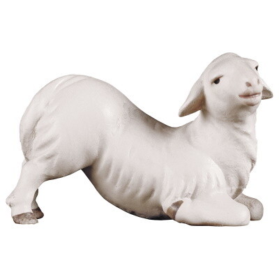Schaap 12 cm houtsnijwerk  &quot;wasserfarbe&quot; gekleurd