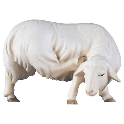 Schaap 12 cm houtsnijwerk  &quot;wasserfarbe&quot; gekleurd