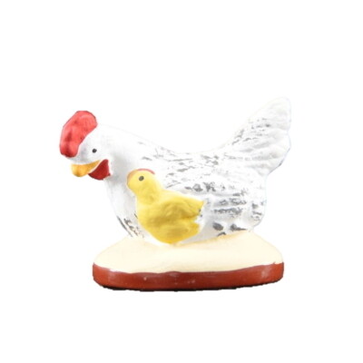 Kip met kuiken - Santons 7 cm
