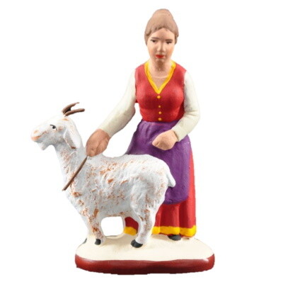 HERDERIN met geit - Santons 7 cm