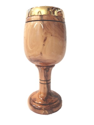 Kelk 21 cm Ø 7 cm  olijfhout - goud