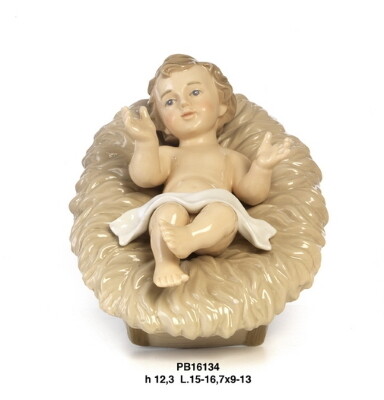 Kindje Jezus in kribbe  15-16.7 x 9-13 cm porselein