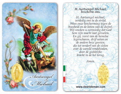 Michael Plastic Kaartje met Medaille en Gebed