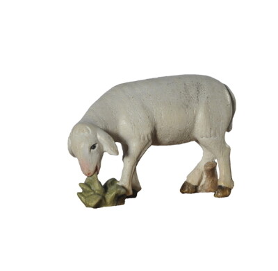 Schaap grazend houtsnijwerk gekleurd 12 cm LEONIE