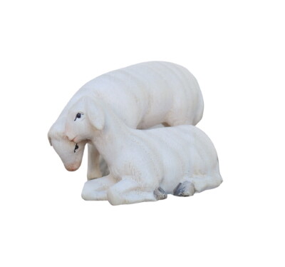 Schapen houtsnijwerk gekleurd 12 cm LEONIE