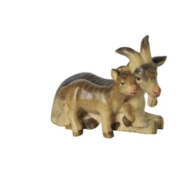 Geiten houtsnijwerk gekleurd 12 cm LEONIE