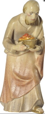 Herder met MAND houtsnijwerk gekleurd 12 cm LEONIE