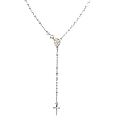 Rozenkrans ZILVER  ketting 45 cm