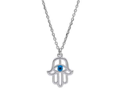 Medaille Hand 14 mm ZILVER  + ketting 40 cm + 3 cm