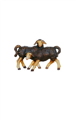 Schapen zwart houtsnijwerk 12 cm
