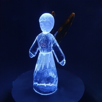 Beeld Engel HELDER glas - vleugels GEEL 11 cm