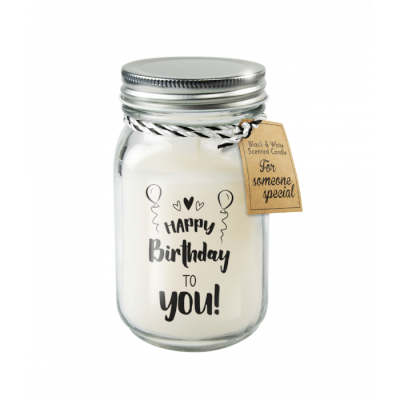 Black &amp; White scented candles - Happy birthday