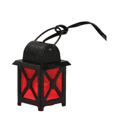 Lantaarn  3.3 cm PLASTIC met rood glas