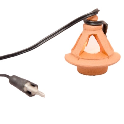 Lantaarn  3 cm TERRACOTTA wit licht LED