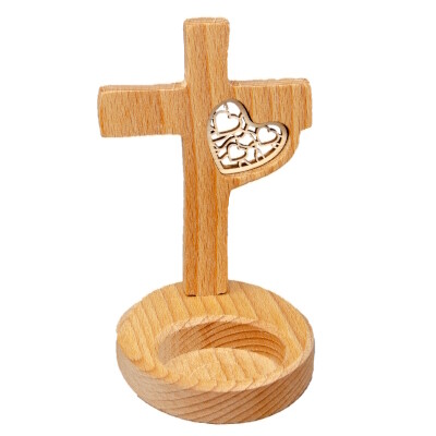 Kruis staand in hout 14 cm