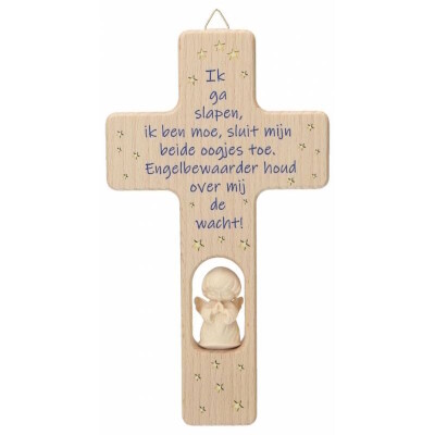 Kruis hout "Ik ga slapen" 20 cm