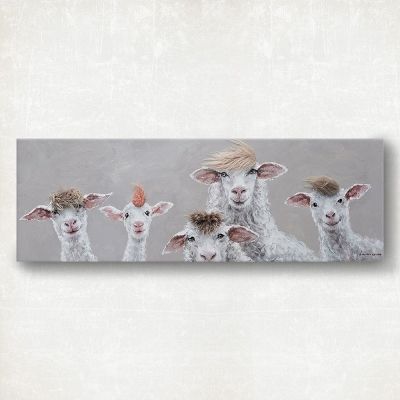 Schilderij - Sheep Family (50 x 150 x 3,5 cm)